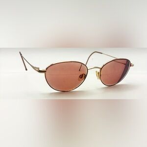 Marchon Super Thin 23 Brown Gold Oval Sunglasses Frames Only
